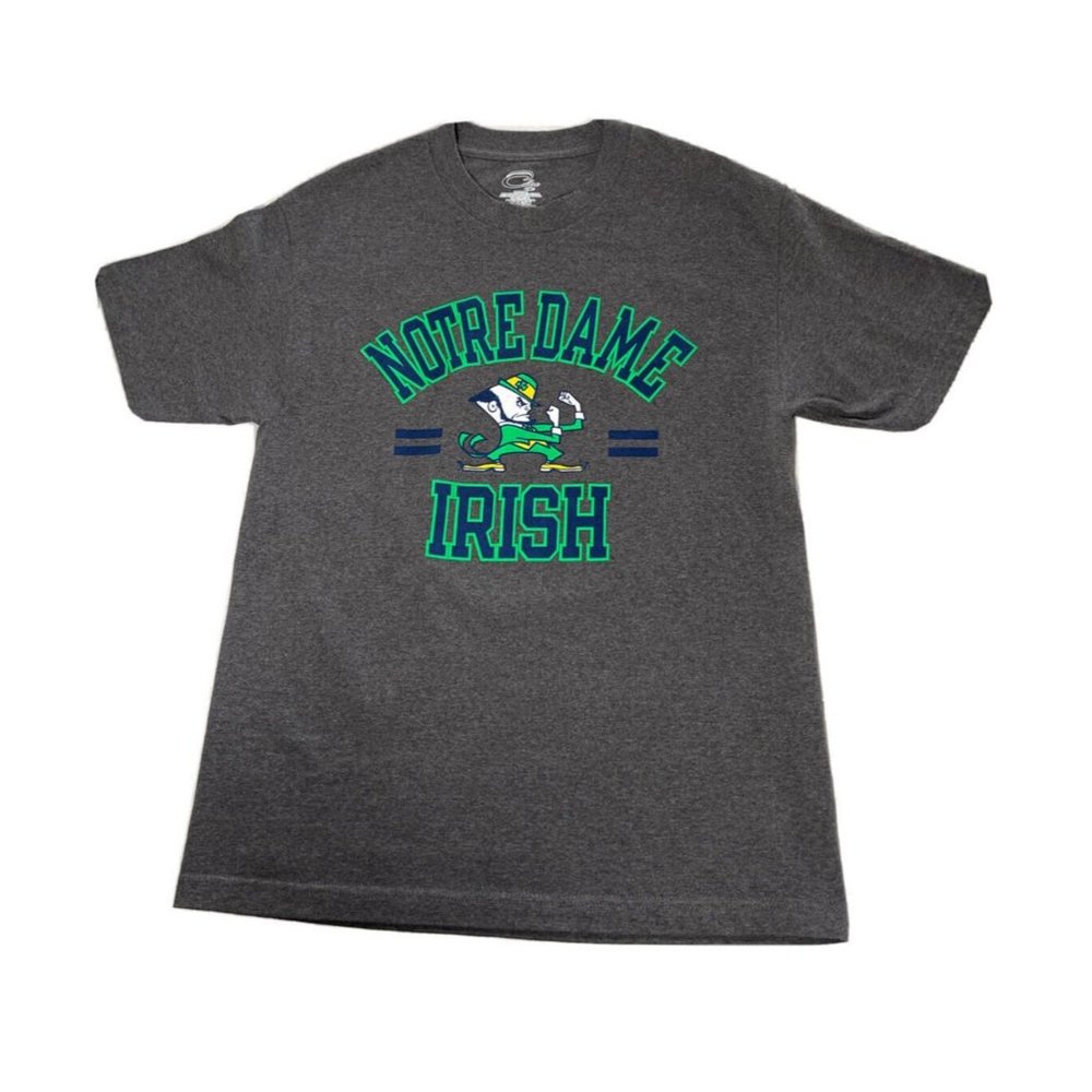 Notre Dame Unisex Large Grey Short Sleeve Irish T-Shirt Cadre